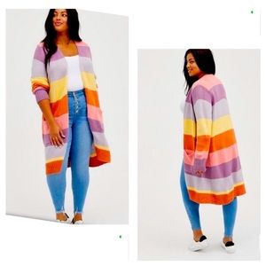 Torrid Open Front Cardigan Sweater - Color Block Size 1 = 1X